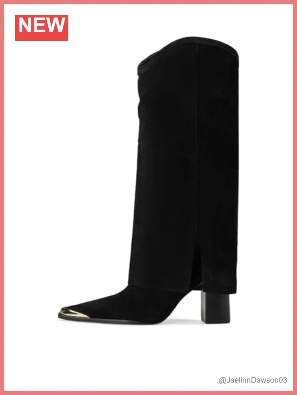 Suede Over-the-Knee Boots Pointed Toe Block Heel Pull-On